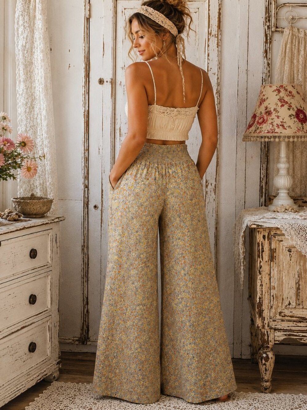 NWT Rayon Palazzo Pants-Size Large